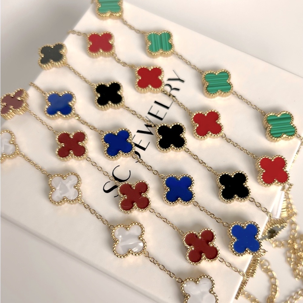 Royal Blue Clover Bracelet | Double Sided | Four Leaf - Picture 9 of 11